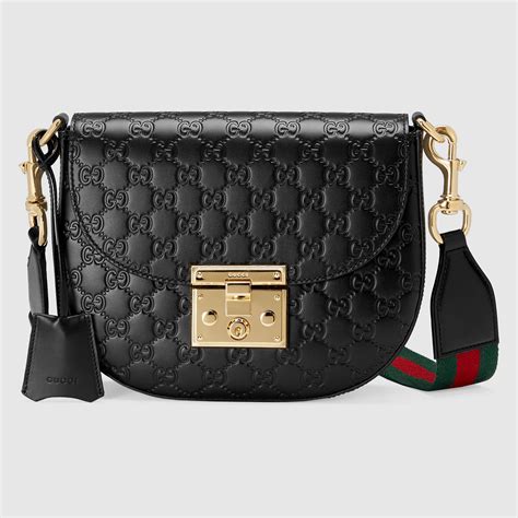 gucci small padlock signature leather shoulder bag|gucci padlock bag medium.